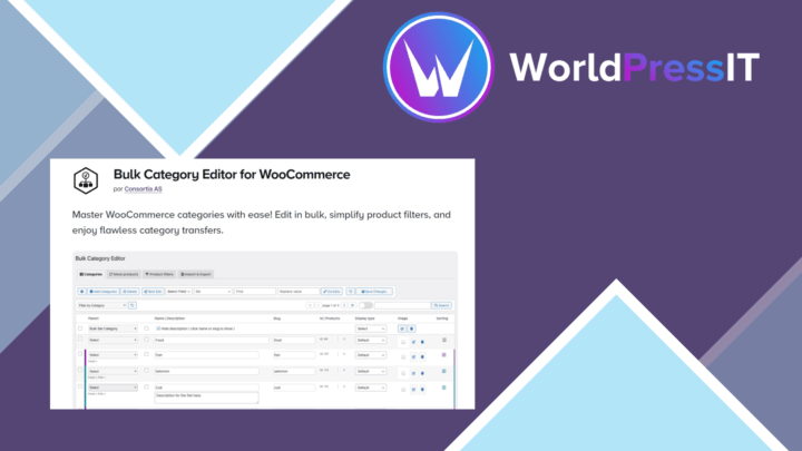 Bulk Category Editor for WooCommerce screenshot